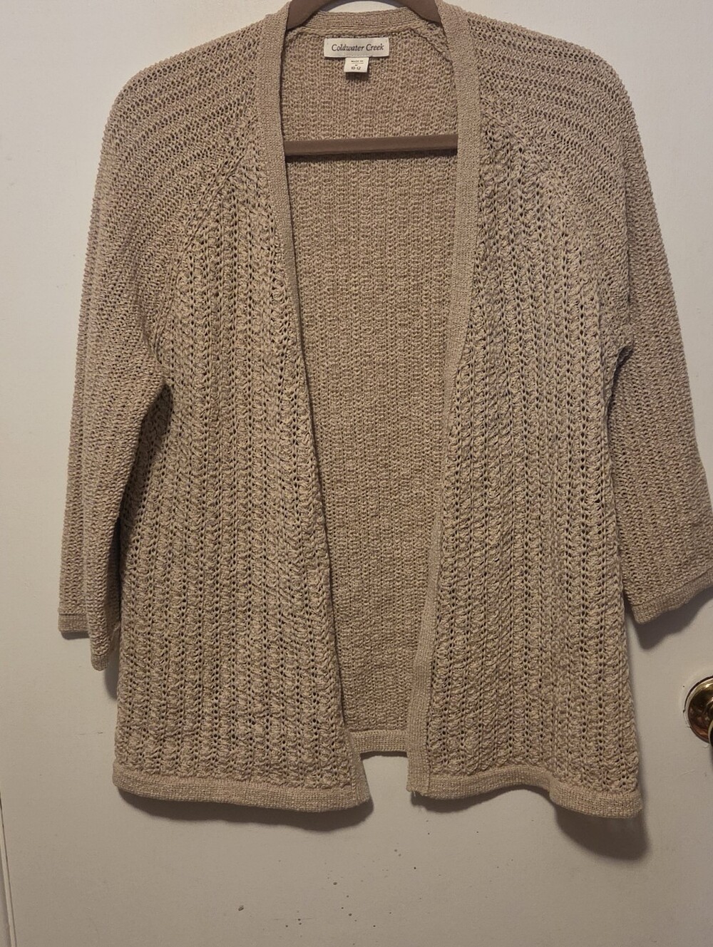 Coldwater Creek Open-Front Knit Cardigan in Taupe - Picture 1 of 1